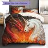 Dragon and unicorn  Pattern Bedding Quilt Set Quilt Cover Pillowcase Home Decoration  Gift (1 * duvet cover + 2 * pillowcase, without core)