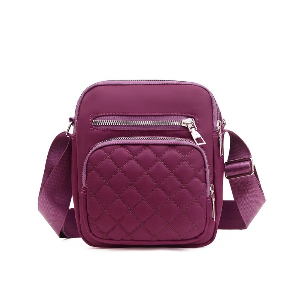 Elegant Nylon Crossbody Bag Multi-layer Large Capacity Mid-aged Shoulder Bag Grid Classic Casual Women Messenger Bag Lady