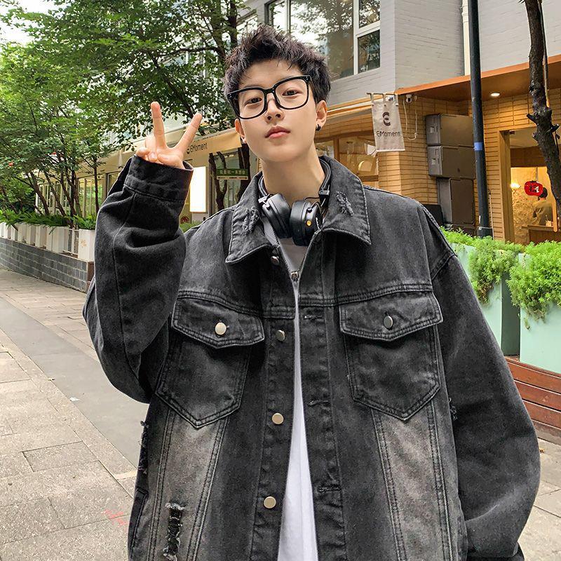 Men's Winter Lambswool Denim Jacket - Trendy American Style, Thickened with Velvet for Warmth, Hong Kong Inspired Fashion.