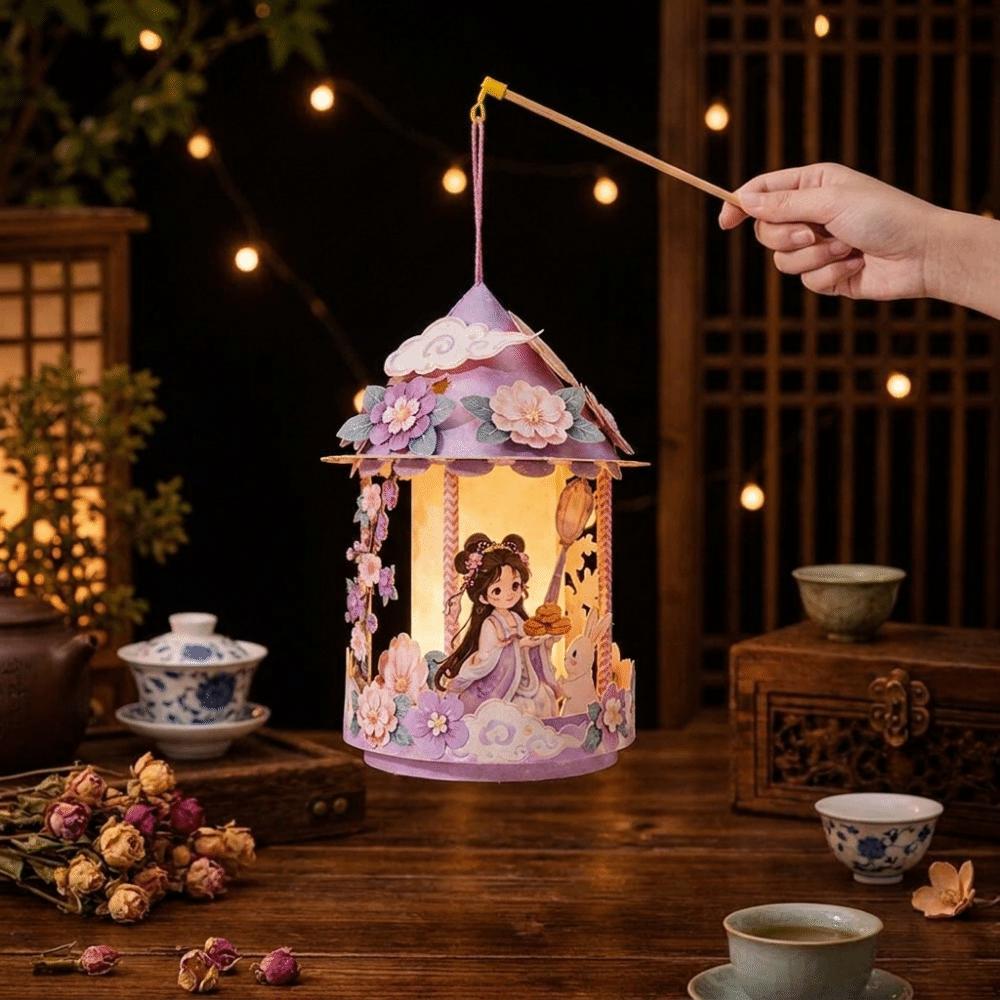 Chinese Style Mid-Autumn Festival Lantern Cartoon Light-Up Lantern Handheld Lantern Photo Props
