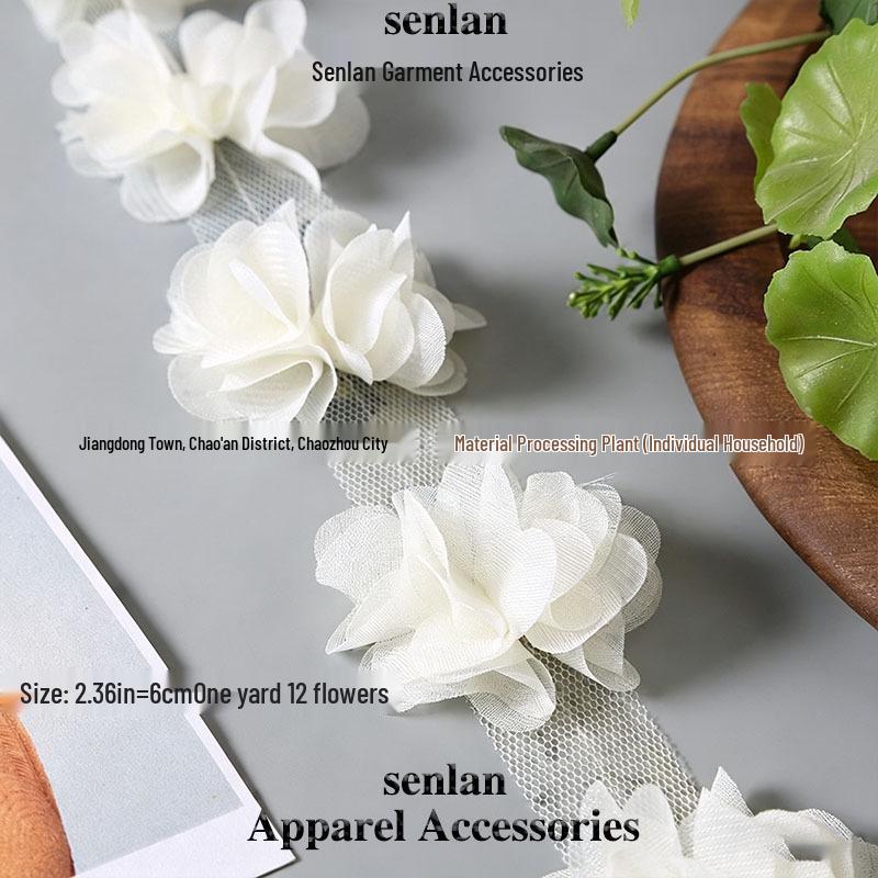 3D Chiffon Lace Flower Ribbon for Children's and Women's Clothing Accessories