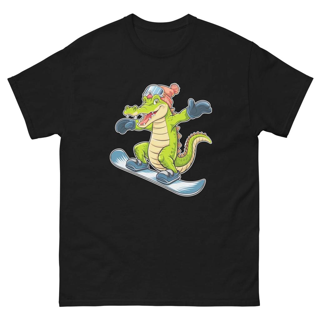 Crocodile Snowboarding Fun Cartoon Snowboarder Shirt T-Shirt