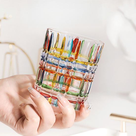 Красочные расписанные вручную стаканы для виски в готическом рок-стиле, бокалы для вина из ослепительного цветного натрий-кальциевого стекла