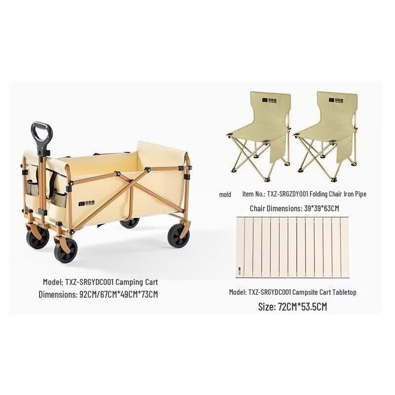 Outdoor Camp Cart Set with Table and Chairs