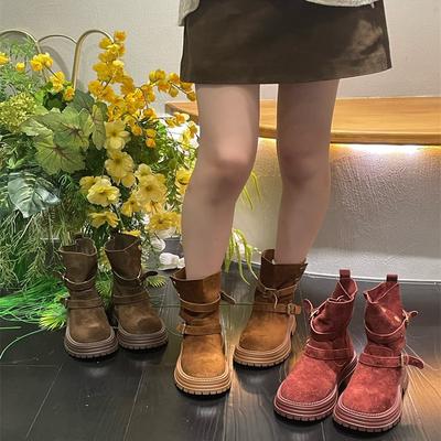 Ретро мартинсы на внутренней платформе, женские, весна-осень 2025, новые, два варианта носки, на толстой подошве, средней длины, в стиле вестерн, ковбойские, рыцарские, короткие ботинки