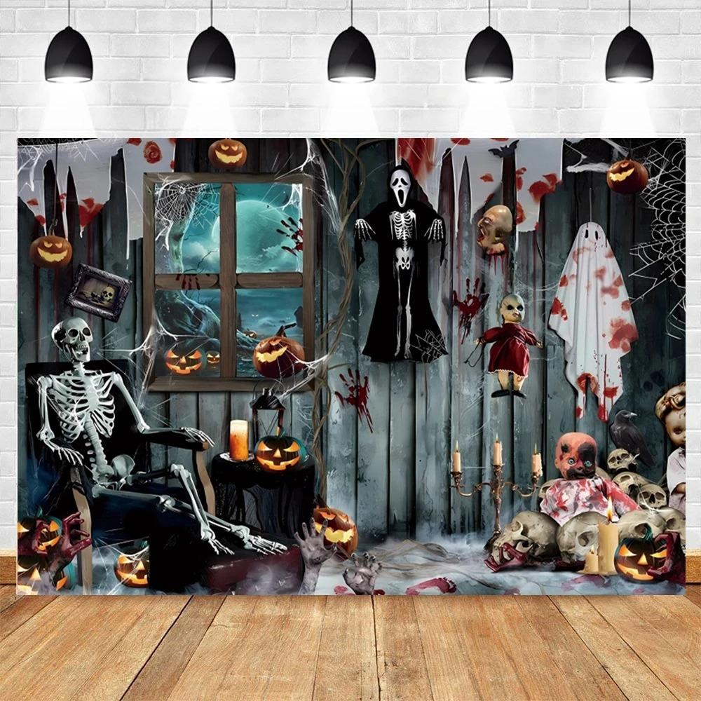 Хэллоуин украшения гобелен дом с привидениями ужас ночь страшная могила призрак череп ведьма замок фон ткань украшение для вечеринки