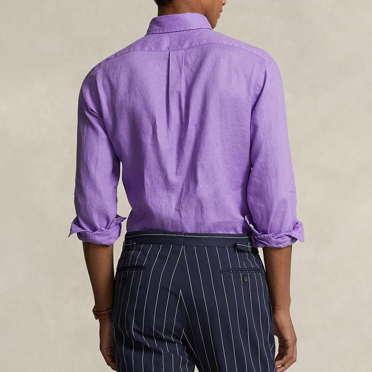 Polo Ralph Lauren Solid Color Logo Embroidered Pointed Collar Long Sleeve Shirt Men Shirts Purple MNPOWOV16823492-500