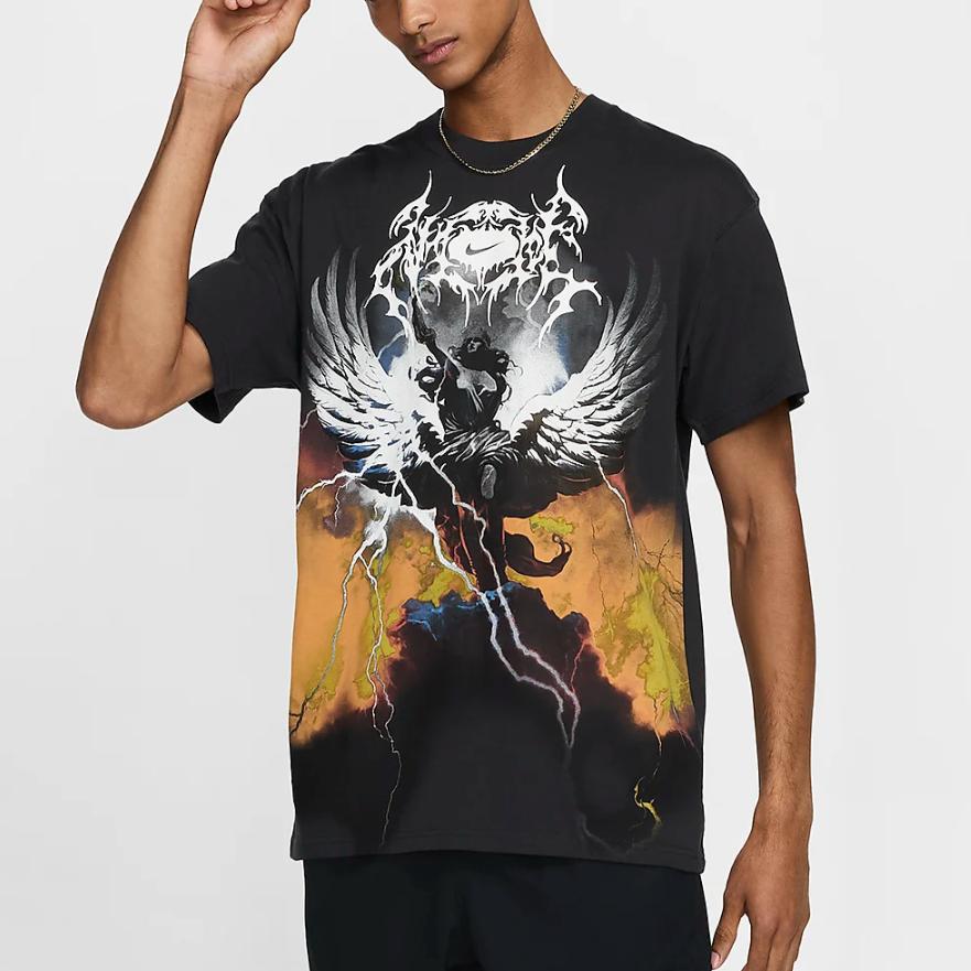 Nike Max 90 Sportswear Cotton Loose Casual Short Sleeve T Shirt Men Tops Dark-Black Black HQ2579-045