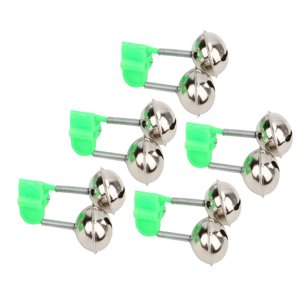 5Pcs Fishing Pole Fish Bite Lure Alarm Alert Twin Bell Ring Rod Tip Clip Fishing Bell