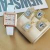 Ladies Square Belt Gem Watch Set, Popular Fashion Light Luxury Bamboo Pattern Ladies Belt Watch