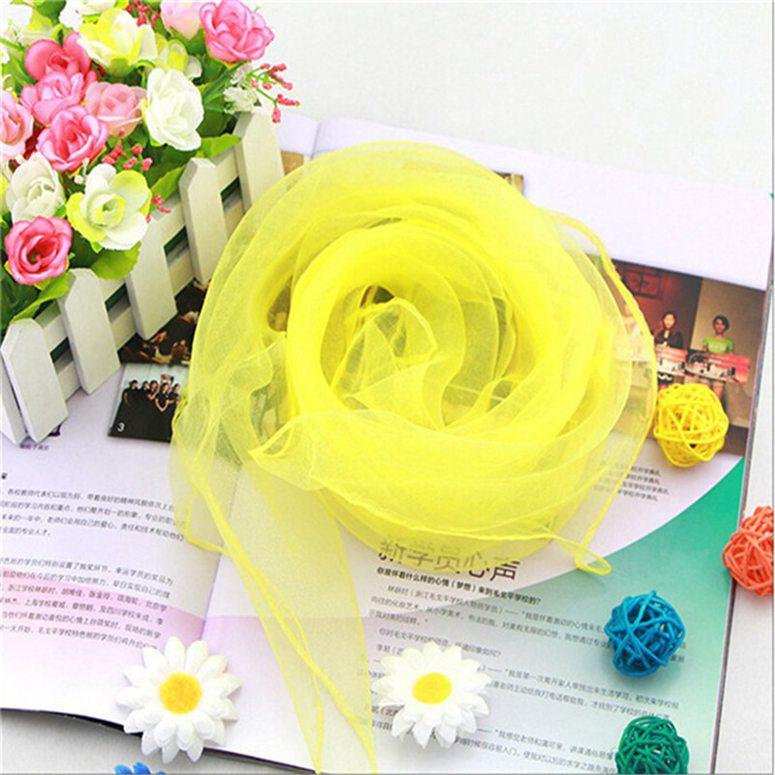12pcs/set Women Candy Color Solid Color Dance Performance Silk Scarf Chiffon Square Scarf