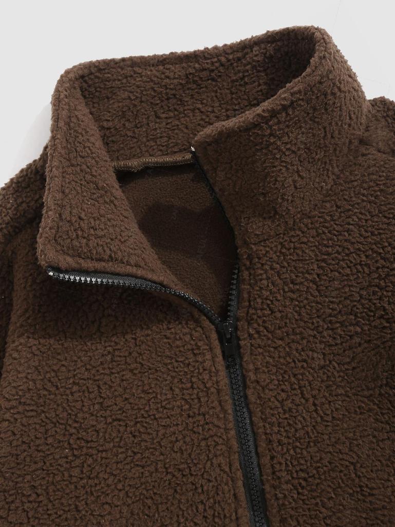 ZAFUL Мужская куртка из флиса с этническим ацтекским геометрическим принтом, застежкой-молнией и воротником-стойкой