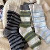 Осень Зима Толстые Теплые Милые Женские Носки Хлопок Корейская Шерсть Полоска Дизайнерские Носки Средней Длины Каваий Повседневные Харадзюку Женские Носки