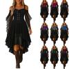 Women Casual Plus Size Cold Shoulder Dress Solid Color Chiffon Butterfly Sleeve Gothic Dress