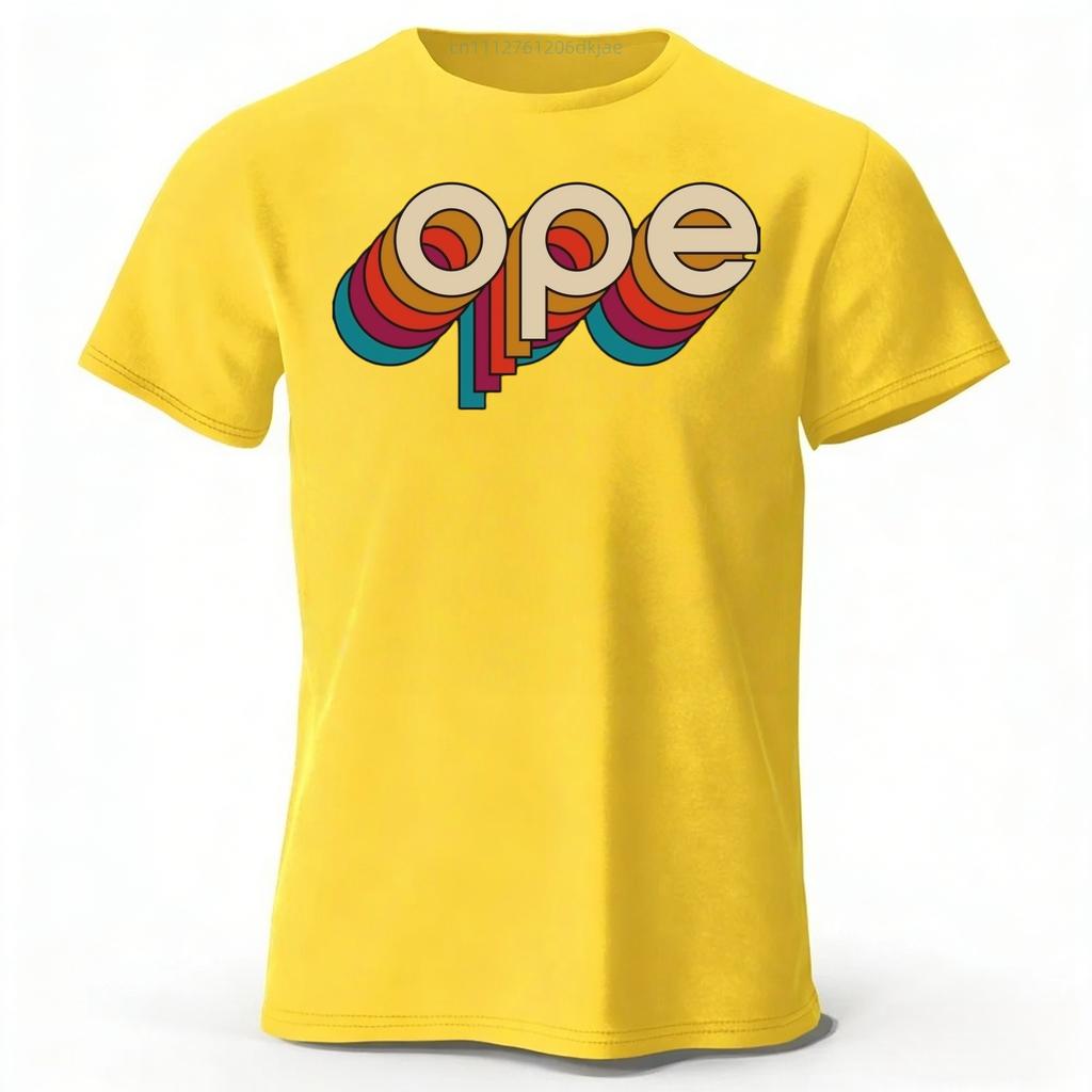 Retro Rainbow Gradient ope Letter Print Mens Pure Cotton Short Sleeved Comfortable Fashionable Soft Loose Sports Tshirt Top