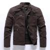 Men's Fleece-lined Suede-feel Embroidered Leather Jacket for Autumn/Winter Motorcycle Trend