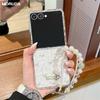 Прозрачный чехол-браслет на запястье с узором «Цветок Волна» для Samsung Galaxy Z Flip 7 6 5 Zflip 3 4 Браслет с бусинами Бант Жесткий чехол