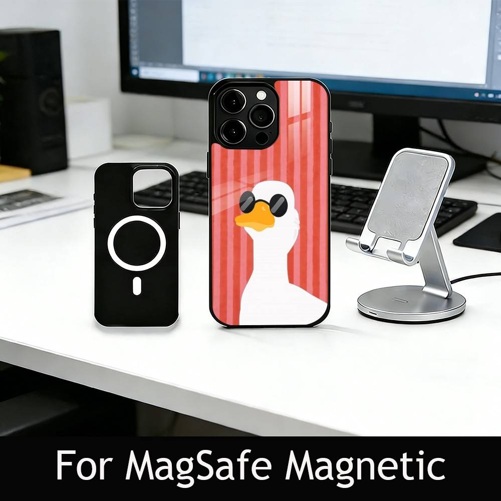 Чехол для телефона с уткой для iPhone 17, 16, 15, 14, 13, 12, 11 Plus, Pro, магнитный с Magsafe, беспроводная зарядка