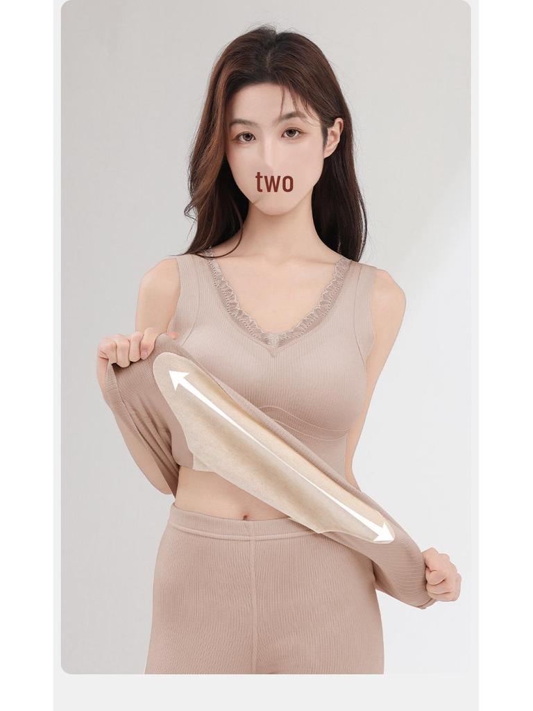 Женский бесшовный жилет с двусторонним начесом: Шелк тутового дерева и мериносовая шерсть, осенне-зимний стиль с базовым слоем из плюшевого бархата