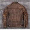 Китайский размер винтажная мужская коричневая кожаная куртка Genine коровья кожа мотоциклетный стиль коровьи куртки для мужчин осень