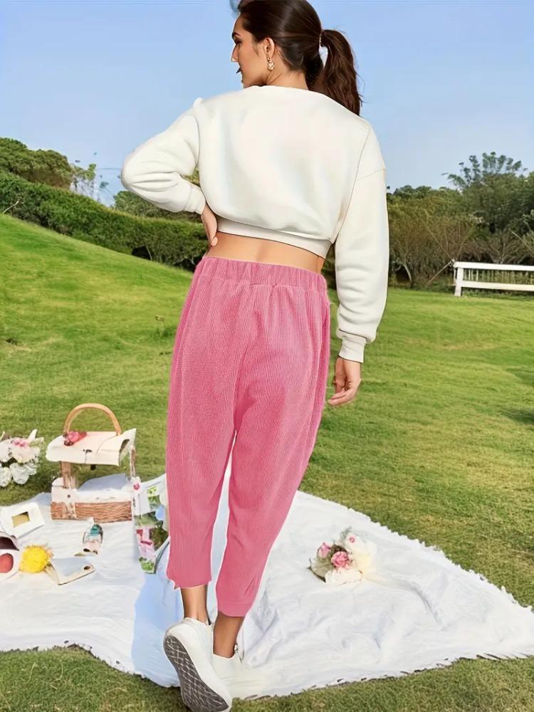 Однослойные вельветовые брюки-шаровары для весны и лета, однотонные литературные и ретро женские брюки свободного кроя с карманами в повседневном стиле