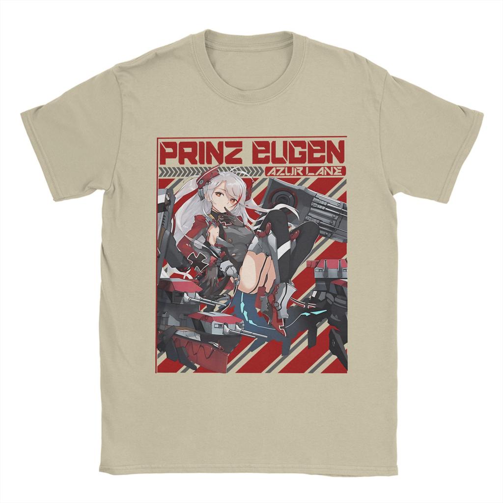 Игровая футболка Azur Lane 100% хлопок для взрослых Пляжная PRINZ EUGEN Винтажные футболки с круглым вырезом Модные крутые футболки Большого размера Одежда с принтом