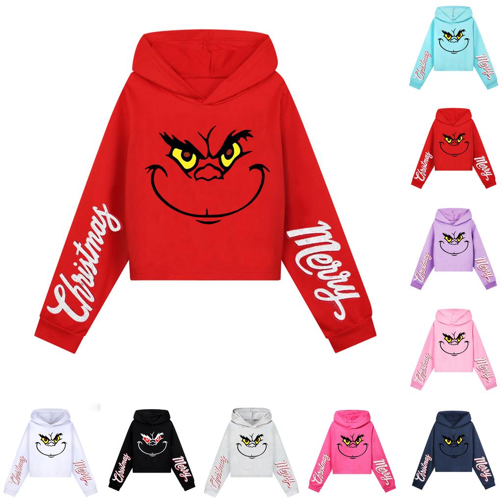 Kids' Casual Fashion Christmas Printed Long Sleeve Hooded Sweatshirt (No Drawstring)