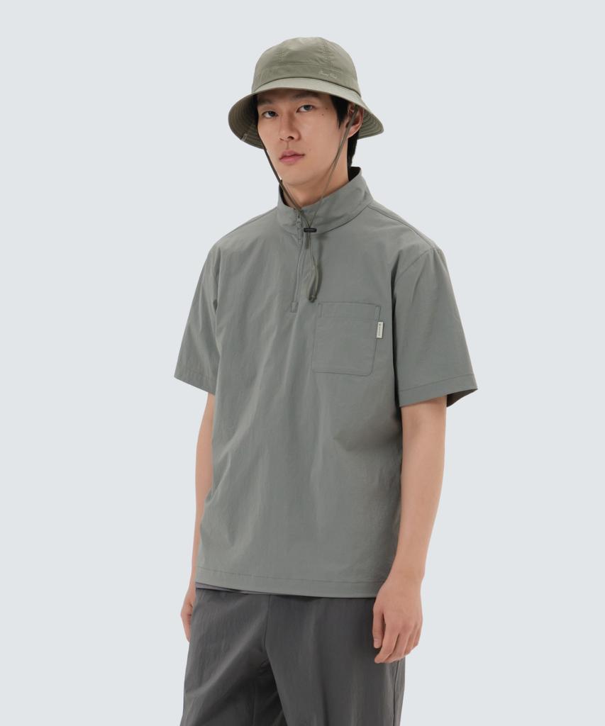 SNOWPEAK APPAREL Cooling Root Half-Zip Short Sleeve T-Shirt (S25Mmrzt60) Light Khaki