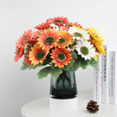 Букет из искусственных цветов, искусственный цветок, 5 головок, подсолнух, держащий цветок солнца, украшение для гостиной, стол, цветочное украшение, реквизит для съемки
