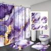 4Pcs Bathroom Shower Curtain Set Purple Golden Pattern Bathroom Curtain With 12 Hooks Non Slip Rugs Toilet Cover Mat Bathroom Partition