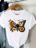 (Азиатский размер) Женская модная женская футболка с короткими рукавами и принтом бабочек в стиле 90-х, повседневная футболка, женские футболки с графикой
