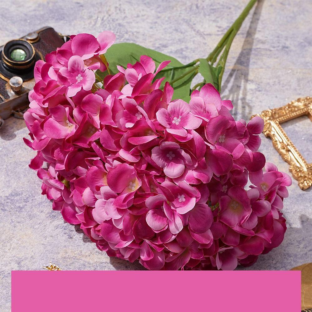 Silk Artificial Hydrangea 5 Heads Wedding Bridal Bouquet Decorative Fake Flowers  for Vases