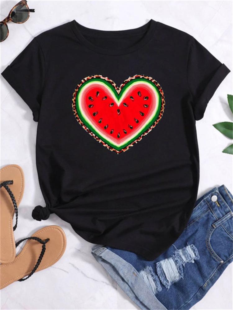 Maycaur Новая летняя забавная женская футболка с принтом арбуза и фруктов Harajuku Белые футболки с рисунком повседневные женские топы женская одежда