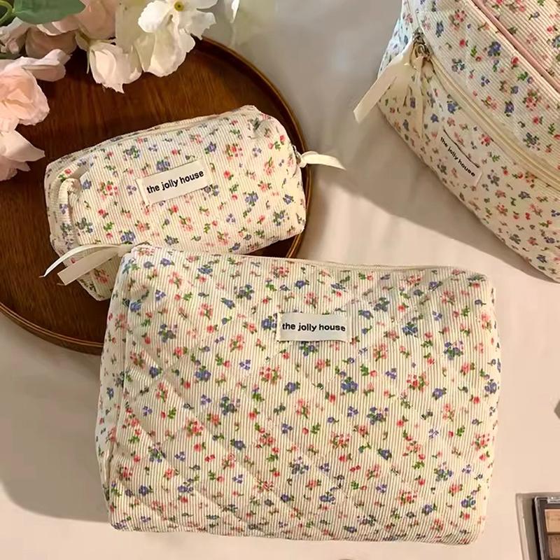 Косметички с цветочным принтом, дорожная косметичка для девочек, косметичка-органайзер, косметичка, стеганая сумка на молнии