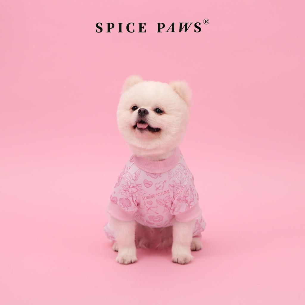 Pet Jumpsuit, Dog & Cat Cupid'S Arrow Pattern Bodysuit Clothes, Pullover Style Pet Apparel, Cute Floral & Heart Print Pet Outfit