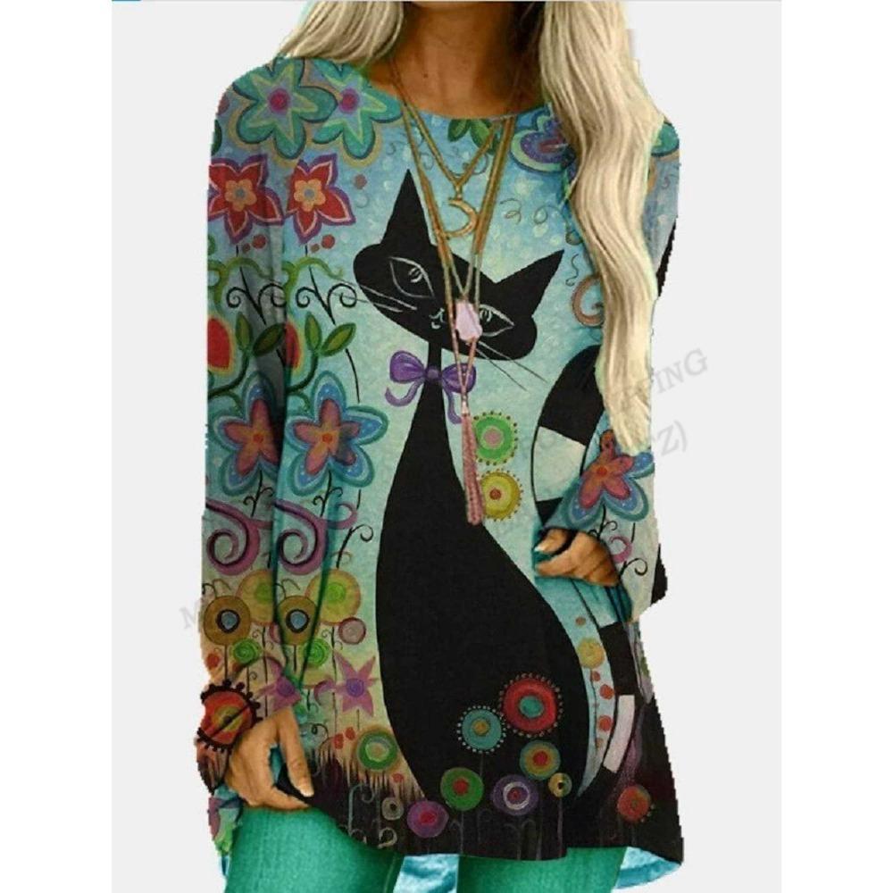 Этническая футболка с 3d принтом, женские модные футболки, повседневные топы с длинными рукавами, футболки с графическим принтом, свободные винтажные футболки в стиле Харадзюку