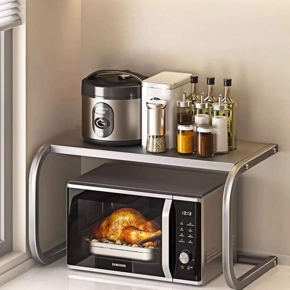 Многофункциональный органайзер для кухонной столешницы: Стальная полка для посуды, кастрюль и микроволновой печи