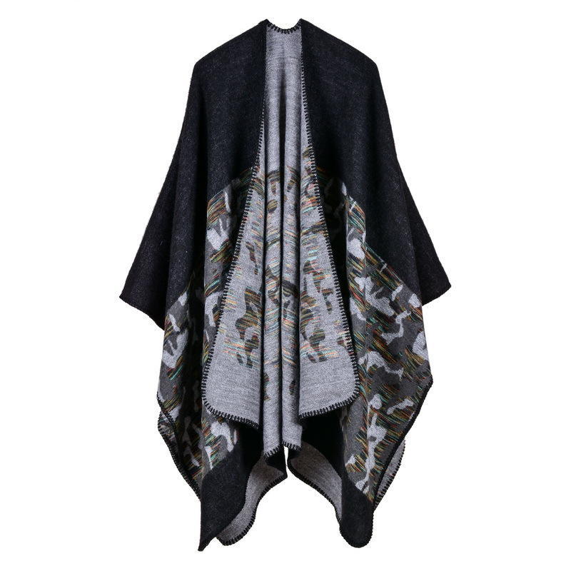 Women's New Rhombus-shaped Color Bar Shawl, High-end Women's Double-sided Wear, and Travel Capes Are On Sale.