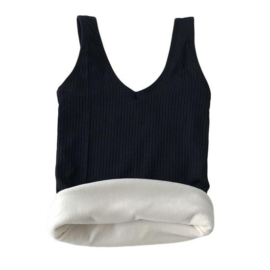 Зимний женский терможилет бесшовный толстый плюшевый быстро фиксирующийся на температуре V-образный вырез облегающий эластичный безрукавный внутренний костюм нижняя майка