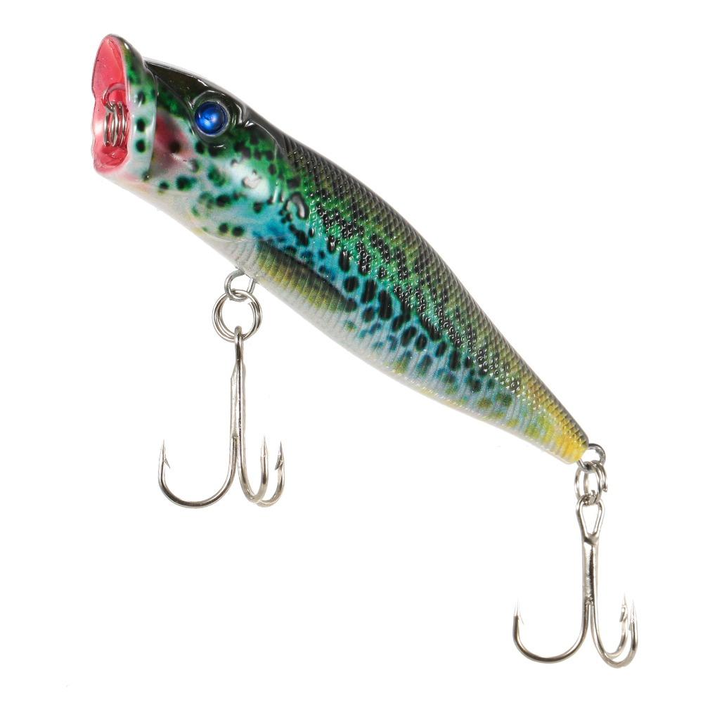 4PCS ABS Surface Popper Bait with Double Hooks Floating Wobbler Bait Trout Fishing