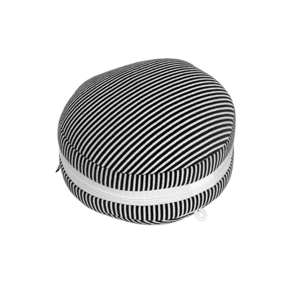 Save Space Stripe 2 in 1 Eye Mask Pillow Soft Storage Hook Travel Folding Pillow Elastic Band Foldable Neck Headrest