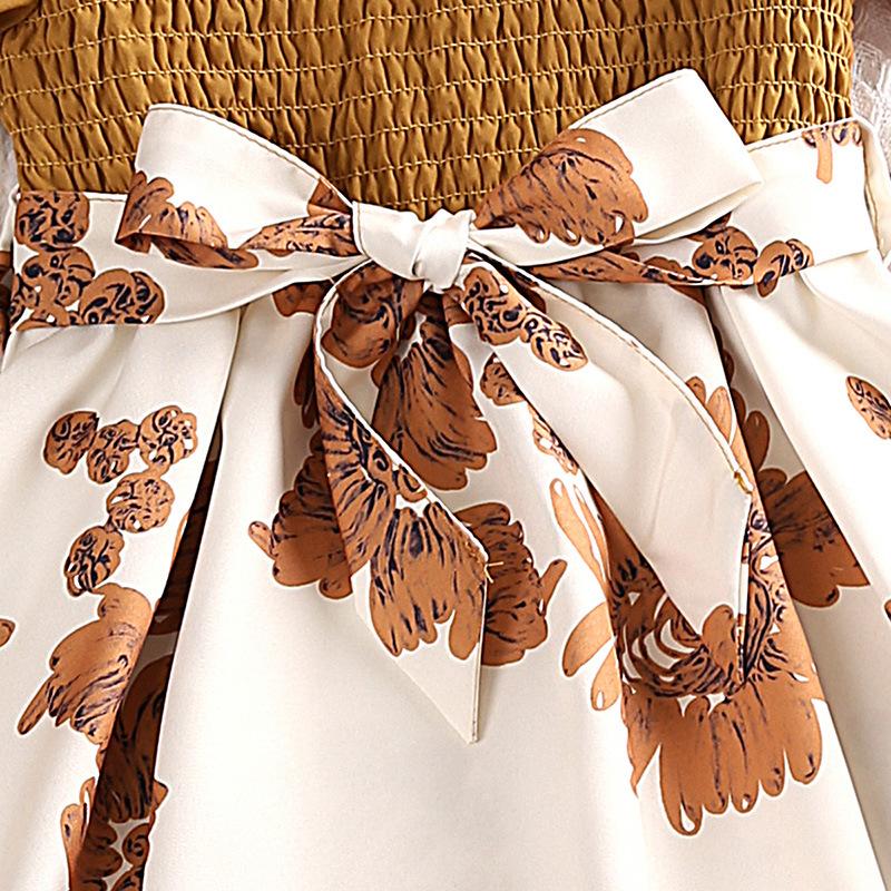 Летнее платье для девочек, новинка 2023 года, детское платье принцессы с короткими рукавами и цветочным принтом, детская одежда