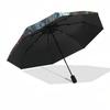 1pc Stained Glass Statue of Liberty Design Automatic Folding Umbrella, Portable 3-Fold Design, 8-Rib Iron Frame Outdoor Umbrella, Ideal Gift for Fans,