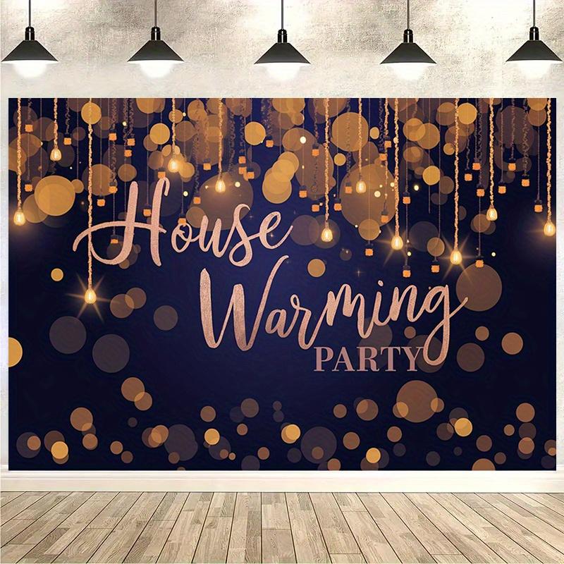 1 black and gold housewarming party background - polyester banner, golden bokeh design and festival, home decoration