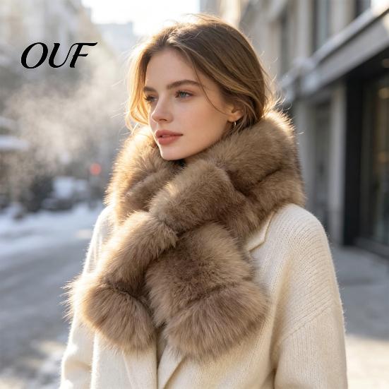 Cold Weather Scarf Faux Fur Collar for Women, Plush Neck Warmer Scarf, Winter Fluffy Thickened Polyester Scarves, Fashion Wrap Weather, Thanksgiving