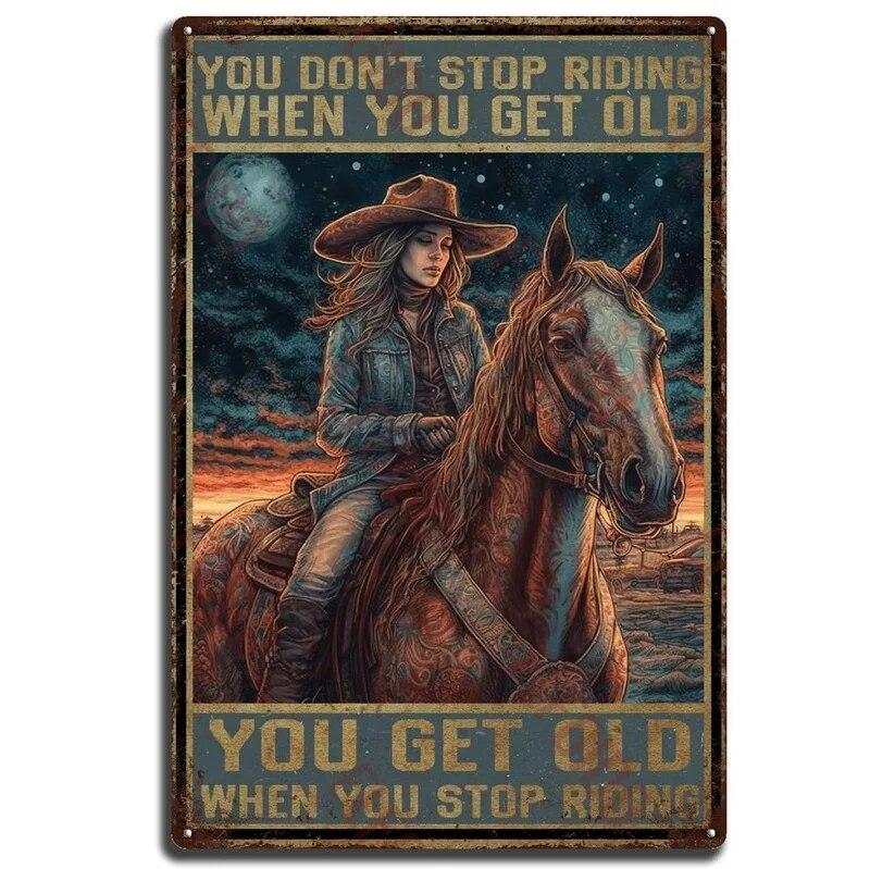 Retro Horse Make Me Happy Metal Tin Signs Vintage Posters for Garage Game Room Bar Man Cave Cafe Office Home Wall Decor Gift