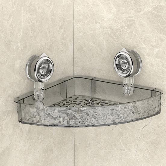 Угловая полка для хранения в ванной комнате, присоска, водонепроницаемая, противоскользящая, высокий забор без перфорации, прозрачный толстый полый дренажный низ, кухня, стена отеля