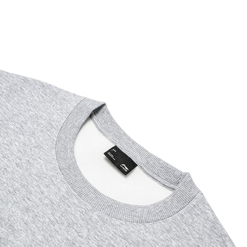 Li Ning Логотип с надписью Модный Повседневный Хлопковый Удобный Универсальный Флисовый Теплый Пуловер с Круглым Вырезом Толстовка с Длинным Рукавом Мужская толстовка AWDVP63-1