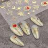 2 Sheets Sun Nail Stickers Shiny Self-Adhesive Non-Fading Gloss DIY Three-dimensional Golden Sliver Moon Star Nail