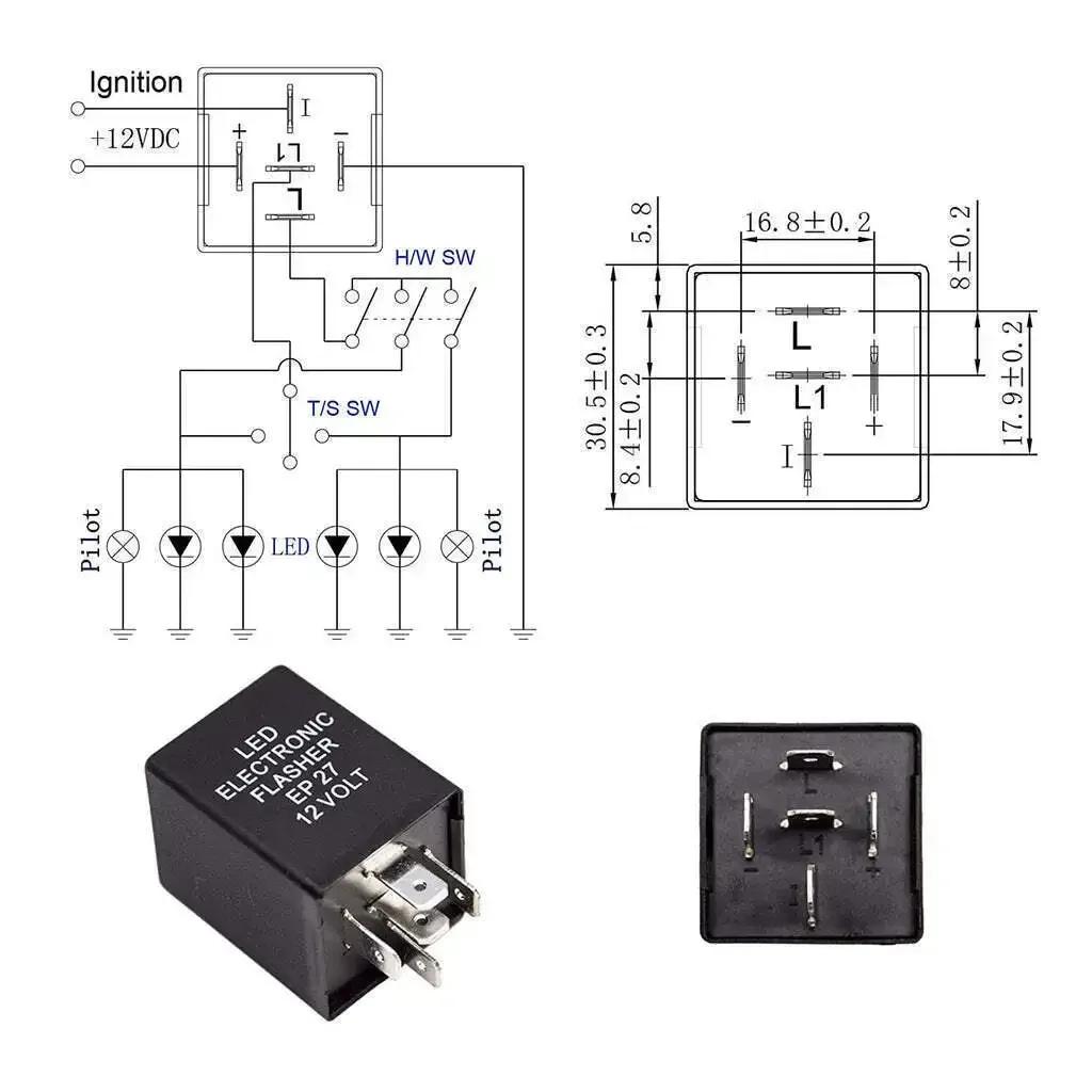2PCS 4-Pin EP29 LED Flasher Decoder 4 Pins Electronic Relay Car Fix LED SMD Turn Signal Light Error Flashing Blinker 12V 10A ABS